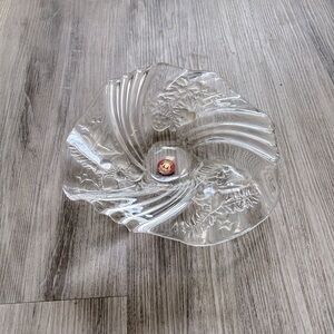 Vintage WALTHERGAUS crystal Mikada Christmas Medley 9” candy dish. Germany